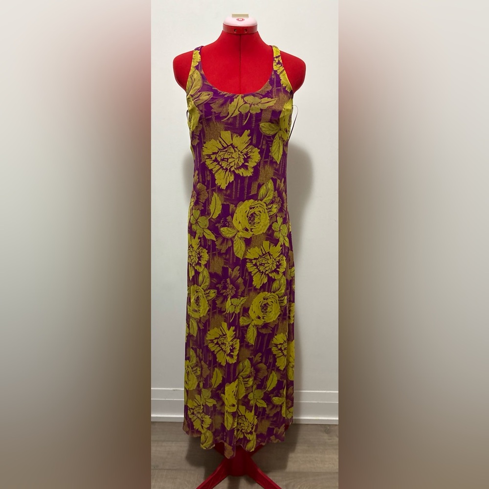 Jean Paul Gaultier Floral Yellow and Purple Maxi Dress